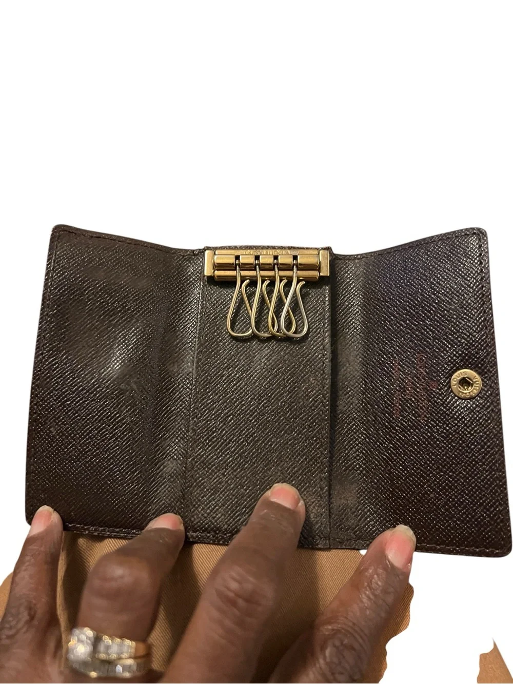Brown Checkered Key Holder